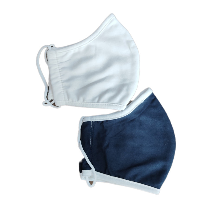 فروشگاه پوشاک اینترنتی مجرب شاپ 61 ماسک پارچه ای صورت بسته ۲ عددی سورمه ای سفید